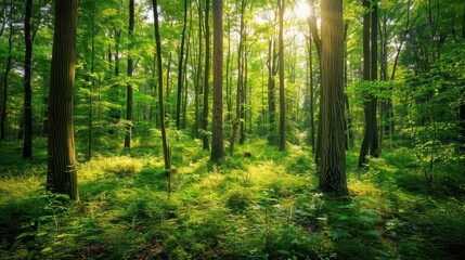 Fototapeta premium lush earth forest landscape vibrant green trees and dense foliage