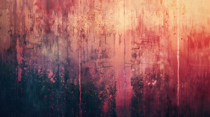 Weathered red concrete wall with vertical lines and faded paint
