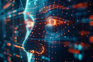 Futuristic AI Interface with Human Face