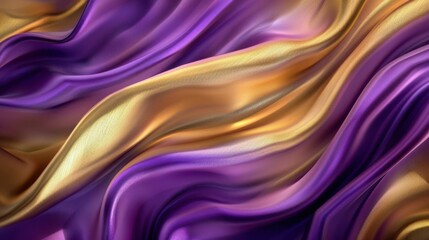 Fototapeta premium luxurious 3d abstract background with shimmering gold and purple silk fabric waves 8