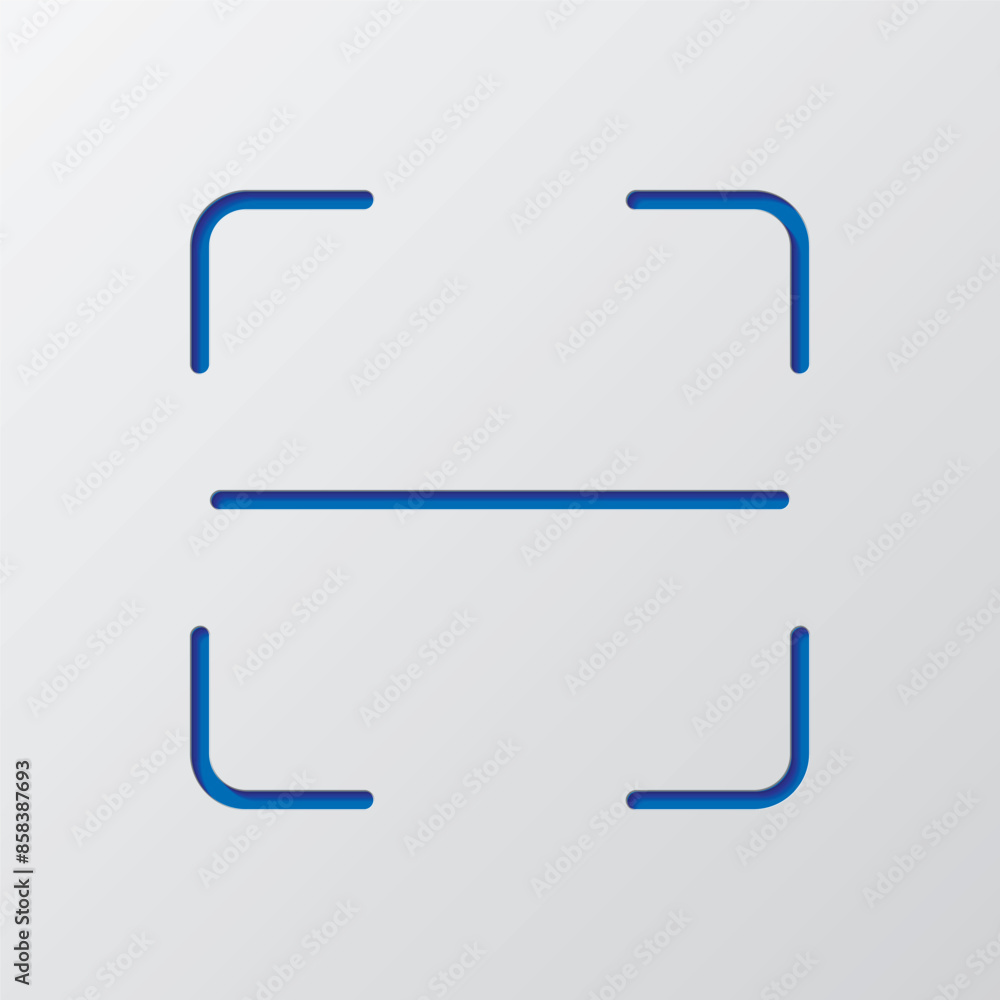 Poster scan code simple icon vector. flat design. paper cut design. cutted blue symbol with shadow. gray ba