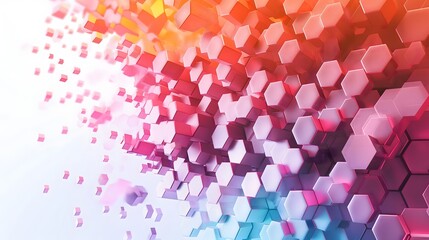 4. **Prompt 4:** Craft a captivating 3D illustration showcasing an abstract hexagonal tech background with a gradient color scheme. The hexagons form a dynamic arrangement that suggests connectivity