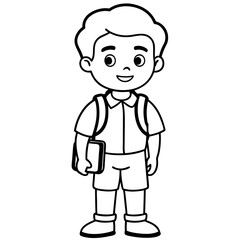 Schoolboy  vector line art  icon