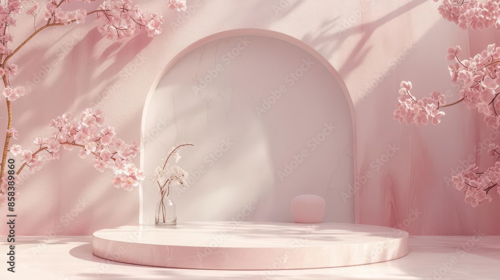 Poster luxurious product display podium on abstract pastel background 3d rendering