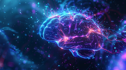 glowing brain with neural connections illuminated