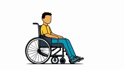 Young Boy in Wheelchair Vector Illustration