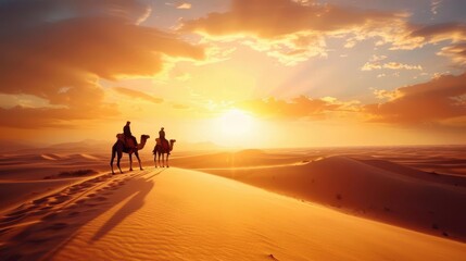 majestic camel trekking through vast desert landscape arabian adventure concept