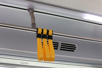 Body parts of a city bus close-up.