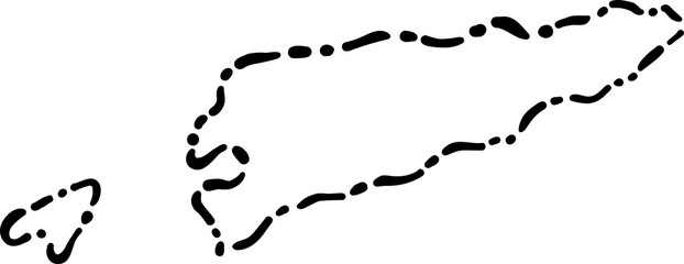 dash line doodle drawing of timor-leste map.