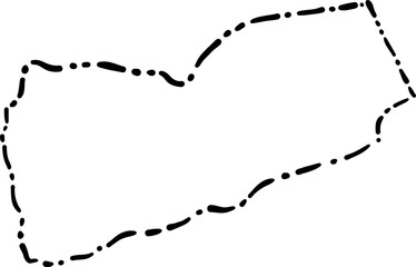 dash line doodle drawing of yemen map.