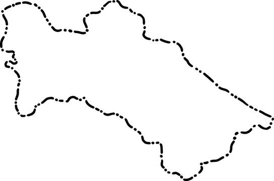 recommend clip art: dash line doodle drawing of turkmenistan map.