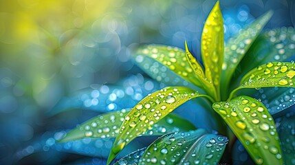leaf with water drops HD 8K wallpaper Stock Photographic Image  