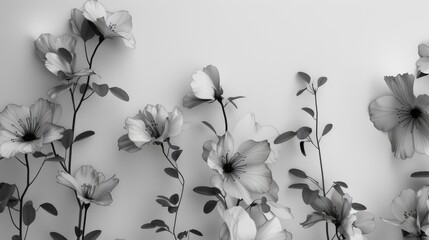 Monochrome floral image on simple backdrop