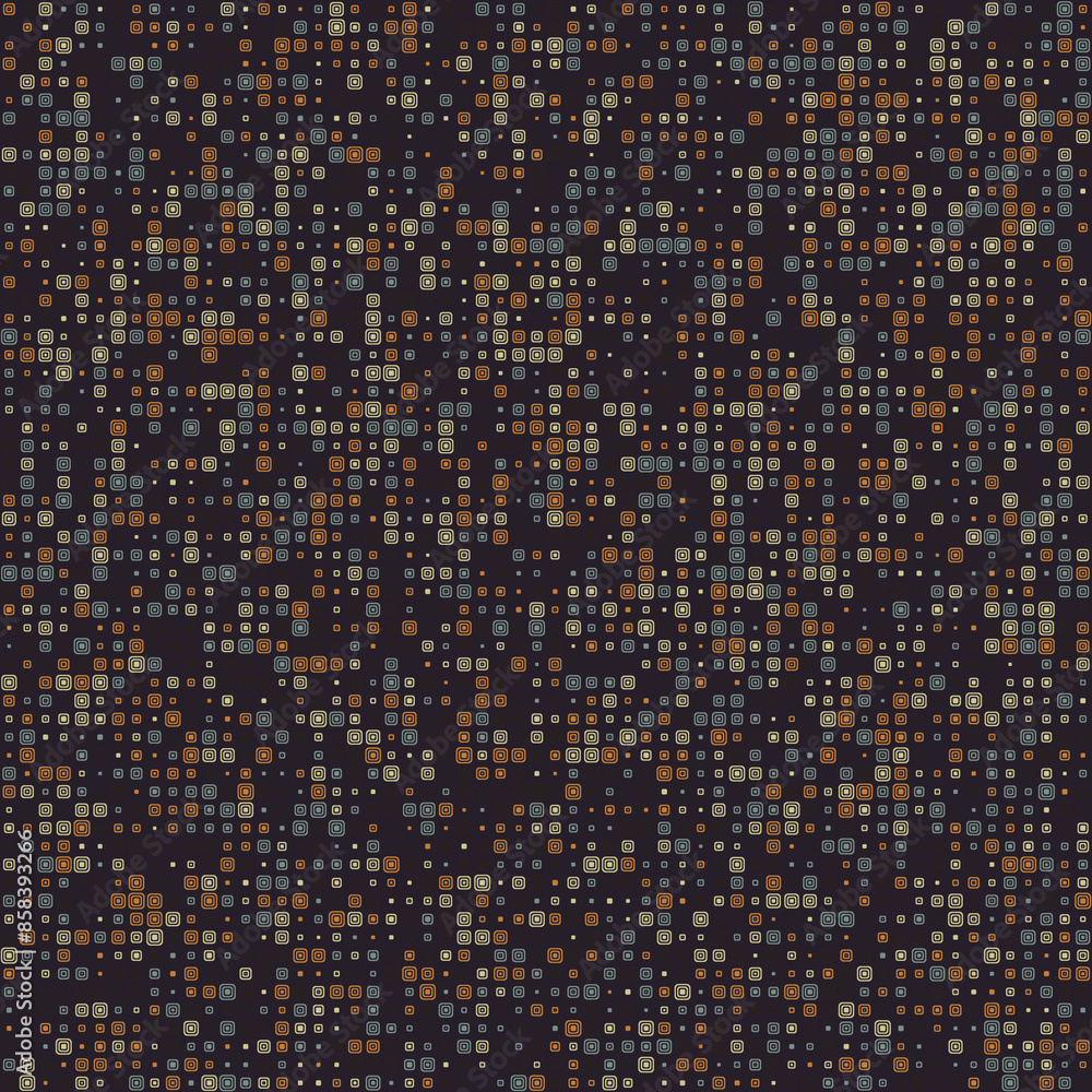 Poster geometric shapes composition. stacked rounded square frames in multiple colors. dark, muted, warm co