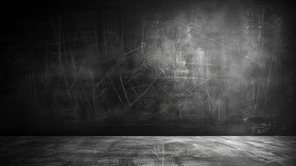 Dark grey concrete wall with scratched texture and floor