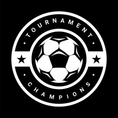 Obraz premium Soccer ball, football logo. Sport games. Sporting equipment. Emblem, badge.