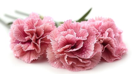Delicate Pink Carnations with Dewdrops