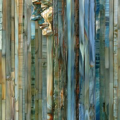 Obraz premium A wooden-looking artwork with diverse painted hues