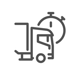 Truck logistics related icon outline and linear vector.
