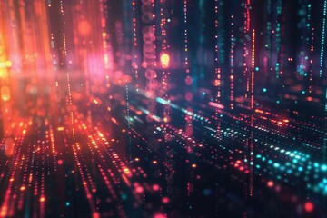 Fototapeta premium A dark room filled with vibrant colors from various light sources