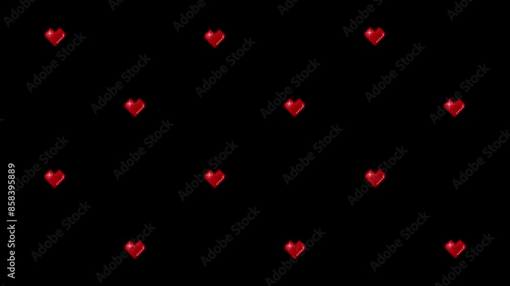Aufkleber pixel art heartbeat pattern, retro style looped animation. 8 bit computer video game pulsating heart