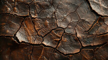 Close-Up of Cracked Brown Leather