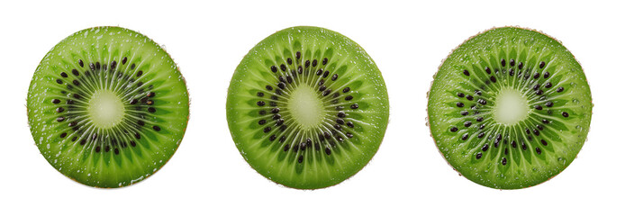 Fototapeta premium Set of ripe kiwi fruit slices isolated background