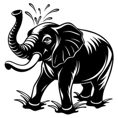 Elephant black silhouette  illustration