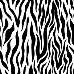 Tiger skin seamless pattern. Animal fur print. Repeating stripes motif. Wildlife, natural camouflage texture. Great for textile, fabric, wallpaper, wrapping, scrapbook and packaging