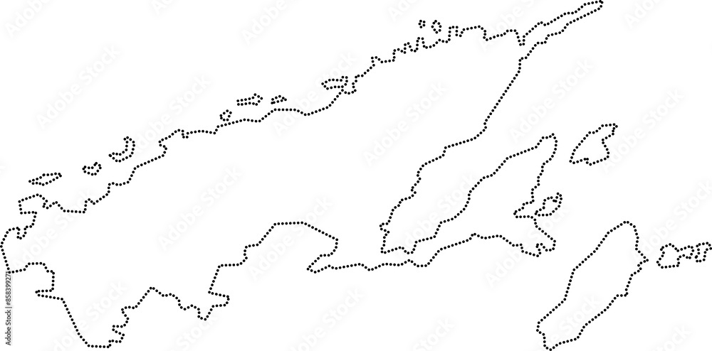 Sticker dot line drawing of vanua levu island map.