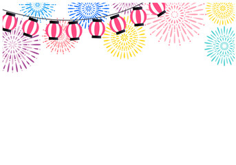 おしゃれな夏祭りの花火フレーム背景6