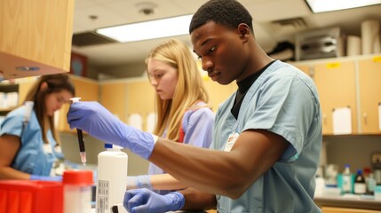 College laboratory setting for phlebotomy skills acquisition