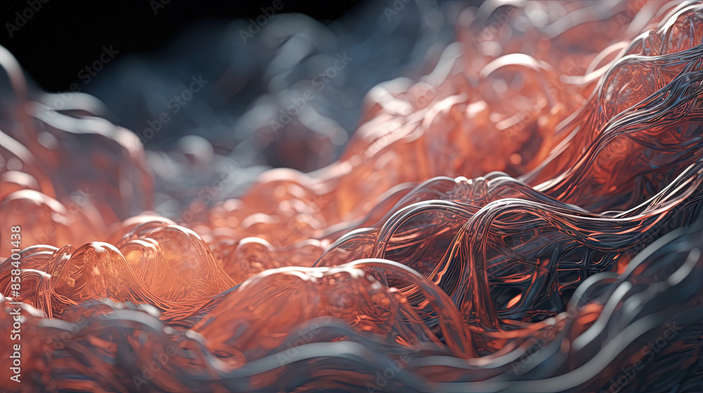 Poster scientific abstraction with futuristic textured tissue waves. tech background with close-up wave bio