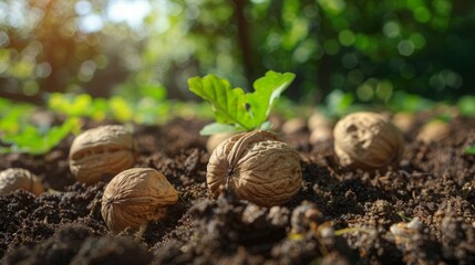 Assortment of wholesome nuts on earthy soil for optimal health