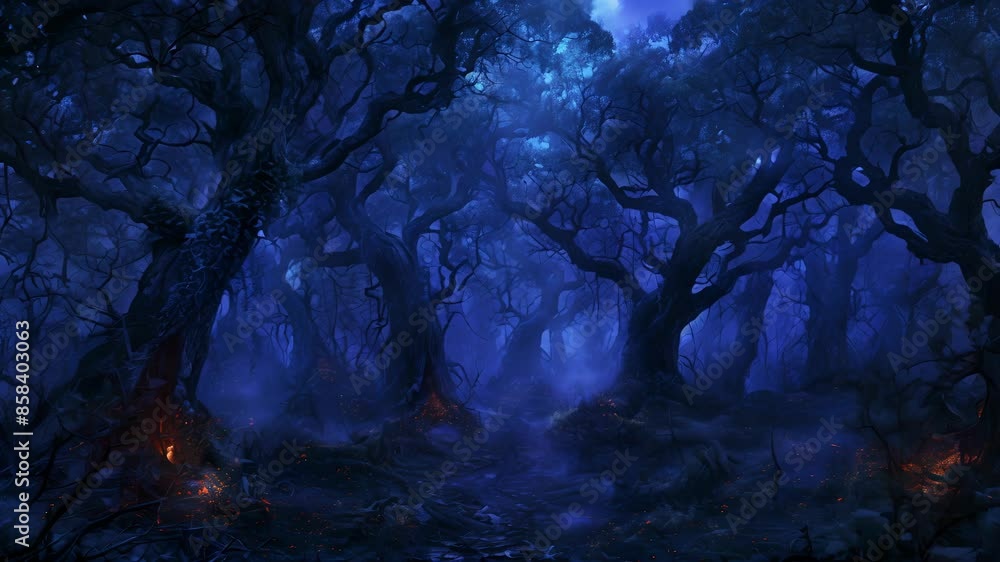 Poster the haunted forest was like a twisted fairytale with trees that glowed with an otherworldly magic te
