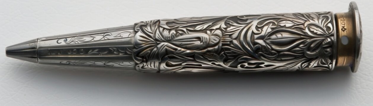 Intricate engraved bullet with decorative embellishments