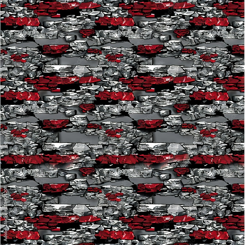 Poster black and white photo with a red and white striped pattern in the center.black and white photo with 