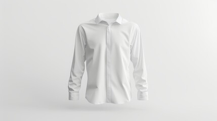 Long sleeve white dress shirt mockup isolated on white