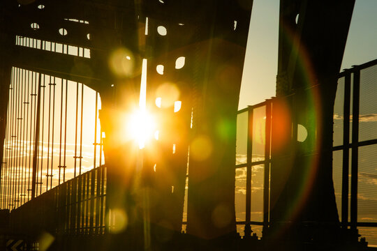 city bridge at sunset