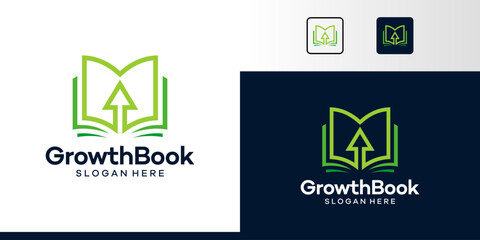 Book Logo Design with arrow design graphic symbol icon vector