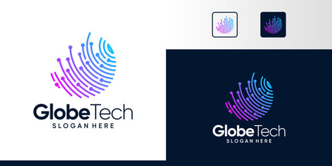 Globe tech Logo Design. Abstract Globe logo with technology connections design graphic symbol icon vector