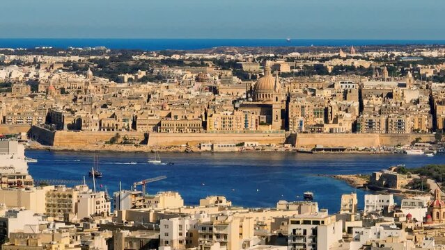 Valletta city - capital of Malta island. Drone view