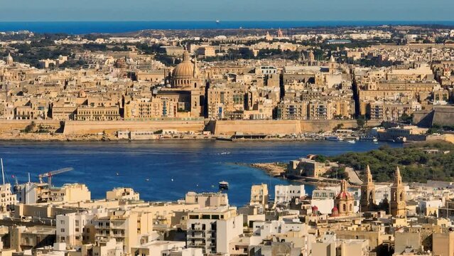 Valletta city - capital of Malta island. View from Sliema