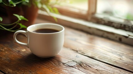 Fototapeta premium Coffee cup on wooden table