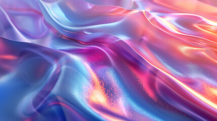 Obraz premium Background with abstract waves. Vibrant holographic chrome gradient. AI generative