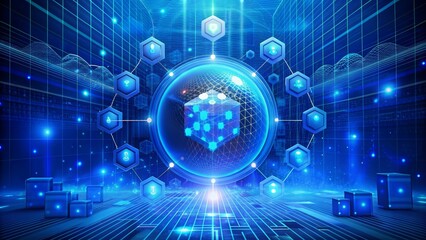 Obraz premium Futuristic Digital Network Sphere with Hexagonal Elements