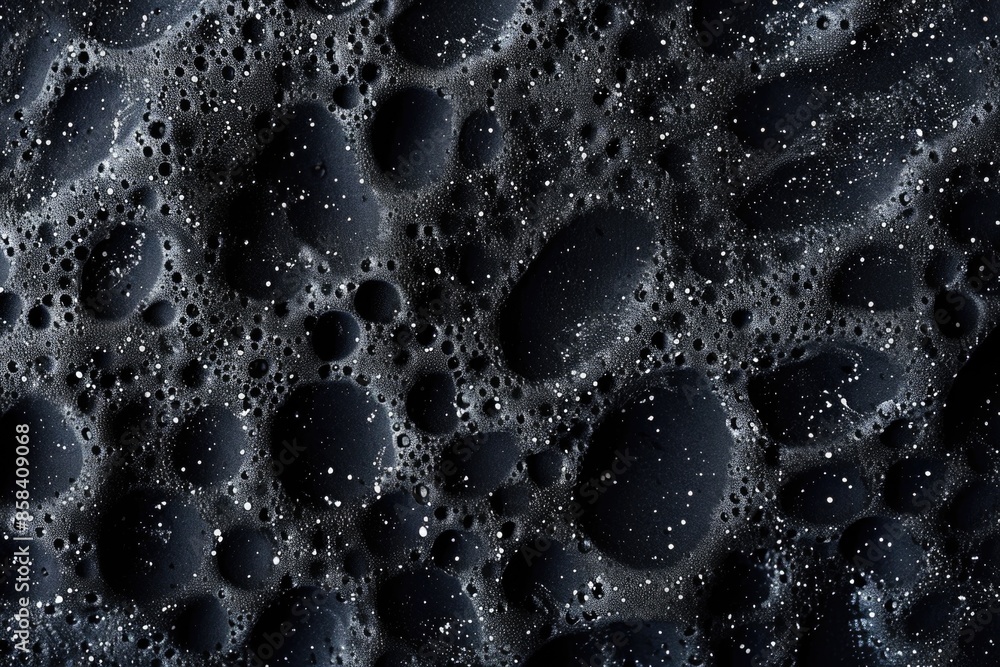 Poster close-up of various colored bubbles on a dark background