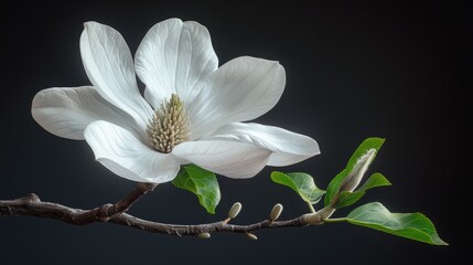 Fototapeta premium Magnolia flower isolated on transparent background, old botanical illustration 