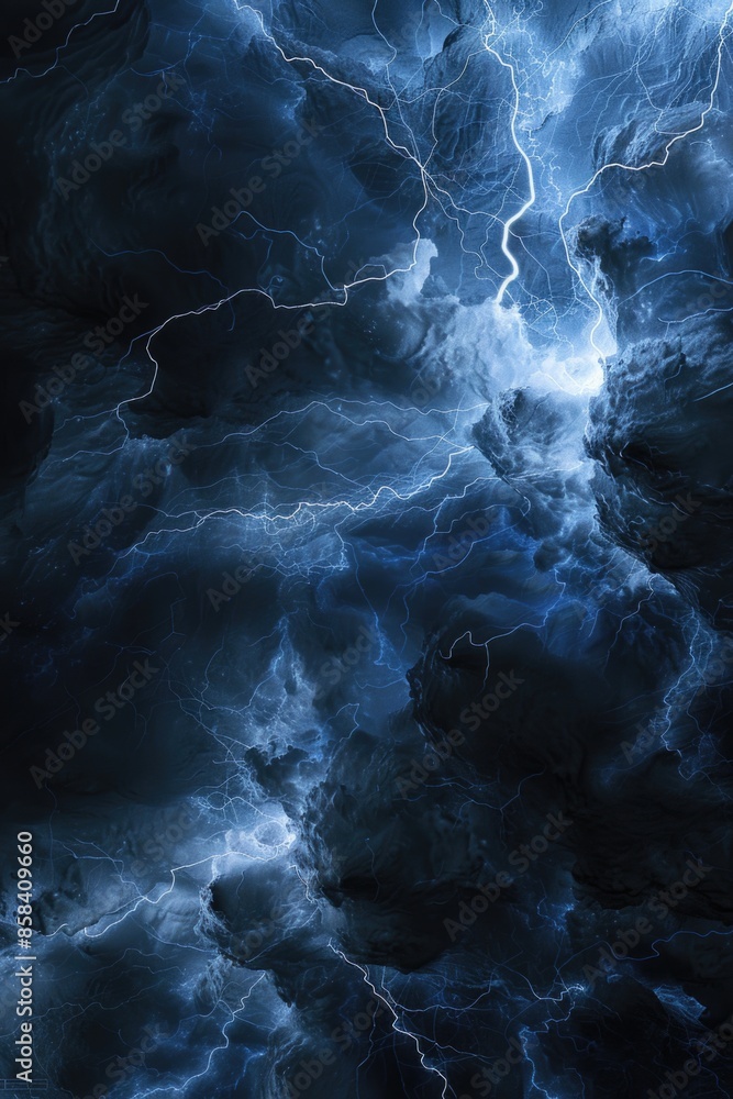 Poster a picture of a lightning storm with bright flashes and dark clouds, ideal for use as a background or