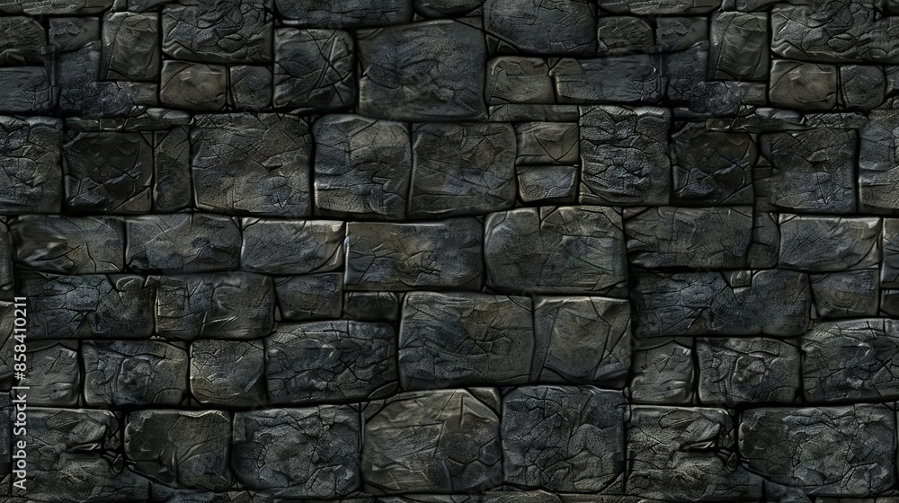 Poster a detailed view of a stone wall with clocks embedded on either side